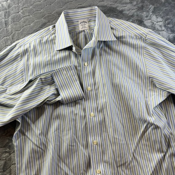Brooks Brothers Other - Brooks Brothers Button Down Men 16-33 Blue Green Striped Slim Fit Cotton
